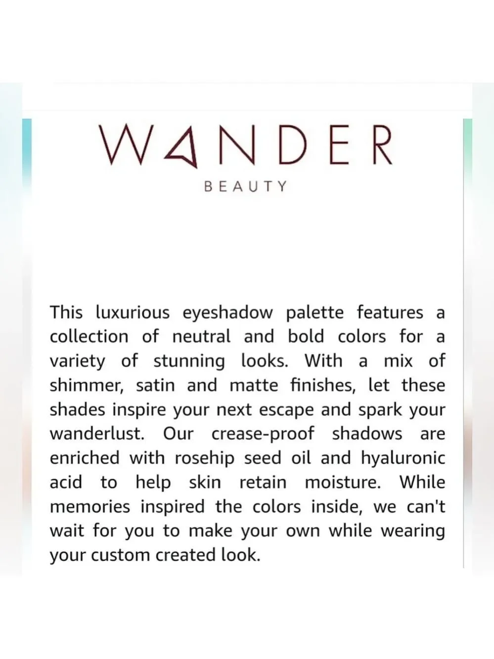 NIB Wander Beauty Wanderess Escape Eyeshadow Palette